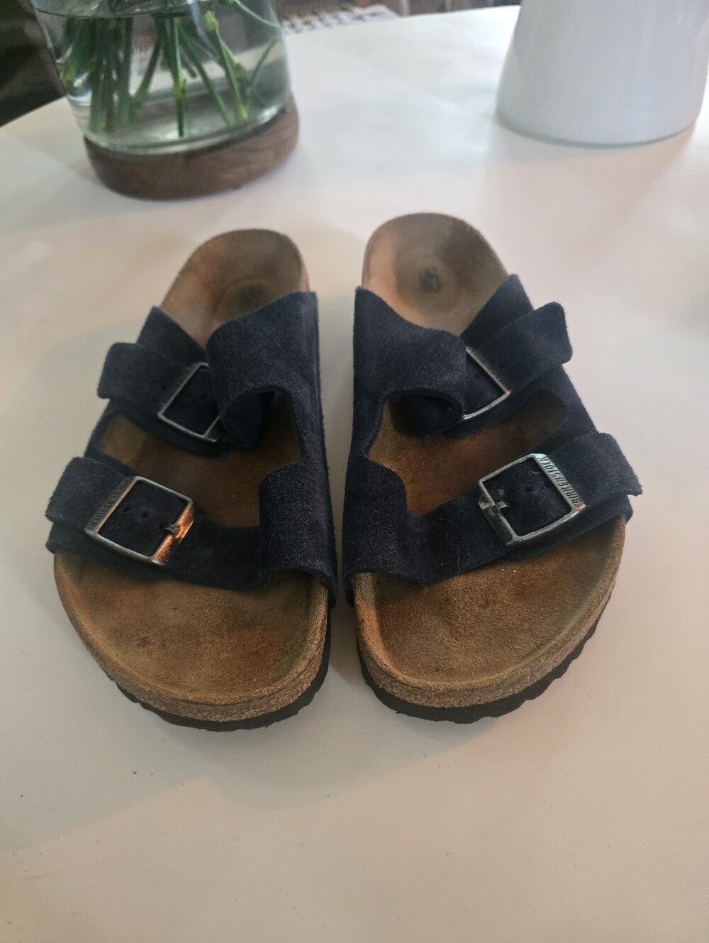 Birkenstock Arizona Navy Blue Suede Sandals, Size 41, Women's 10